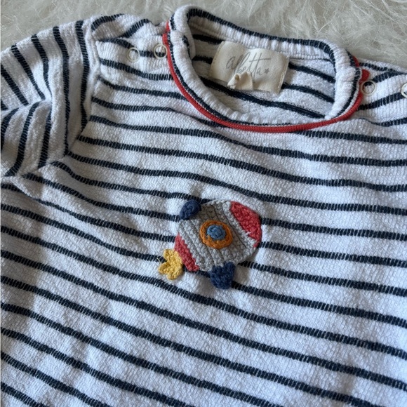 Cozy Striped Navy and White Jumpsuit - Picture 2 of 3